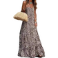 Women’s Sexy Leopard Print Backless Halter Long Dress